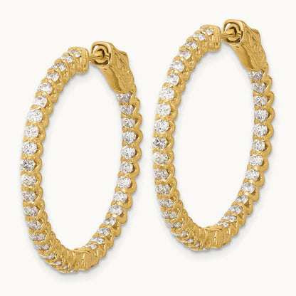 2.3ct 66- In/Out Hoop w/ Safety Clasp Diamond Earrings, 2.0mm, 14K