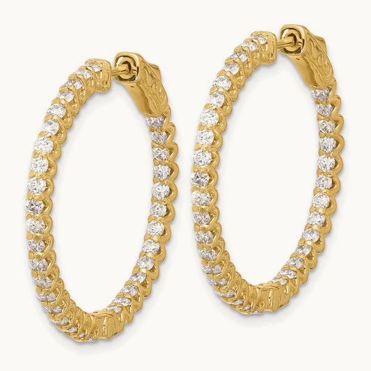 2.3ct 66- In/Out Hoop w/ Safety Clasp Diamond Earrings, 2.0mm, 14K