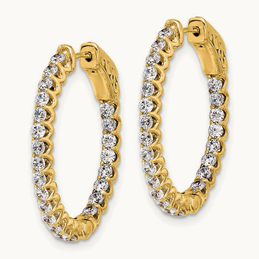 1.6ct 46- In/Out Oval Hoop w/ Safety Clasp Diamond Earrings, 2.0mm, 14K