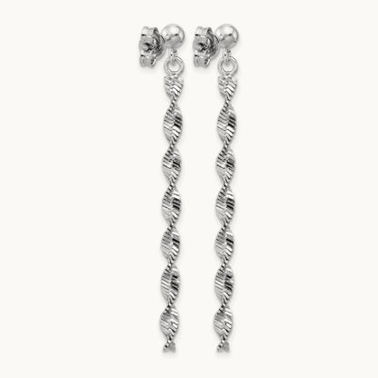 RH-plat Polish/Dia.-cut Dangle Post Earrings, Sterling Silver — Leslie's