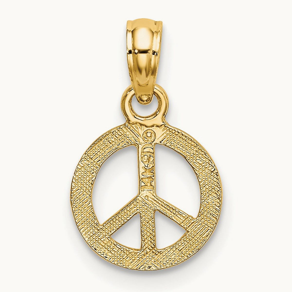 Flat Textured Mini Peace Sign Charm, 14K