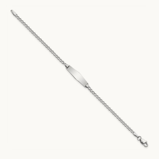 WG Semi-solid Soft Diamond Shape Cuban ID Bracelet, 14K