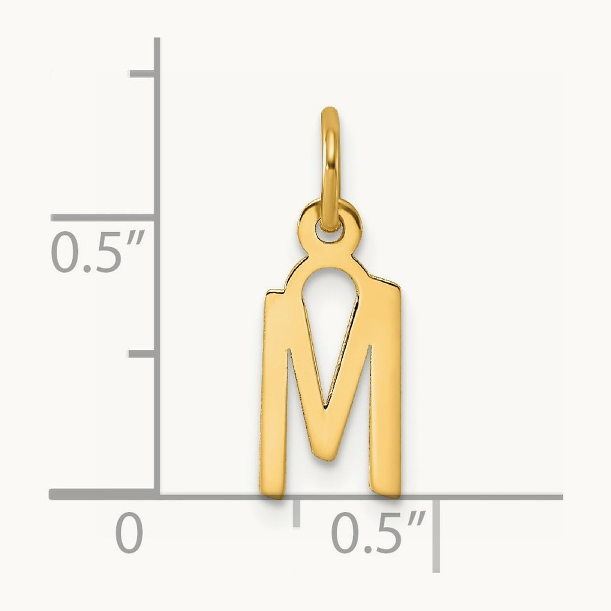 Small Slanted Block Initial Charm — 14K Yellow Gold, M