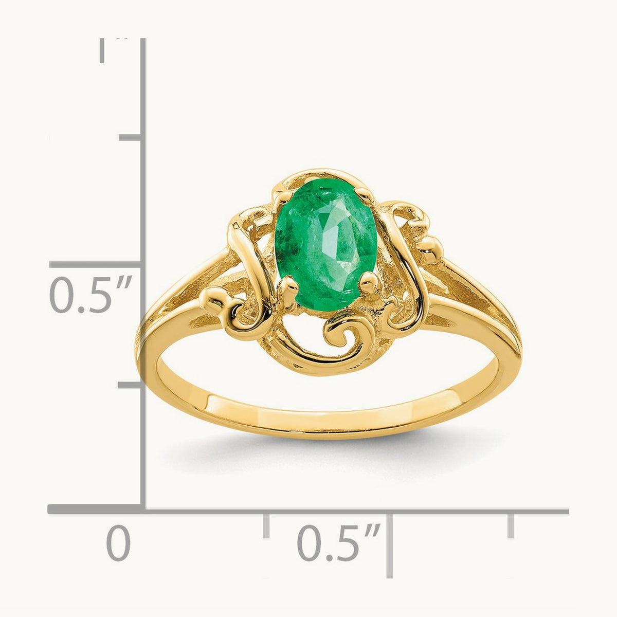 7x5mm Oval Emerald ring, 14K