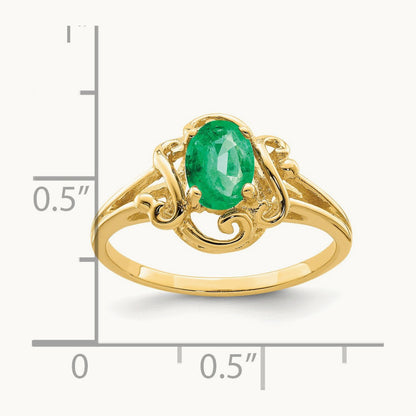 7x5mm Oval Emerald ring, 14K