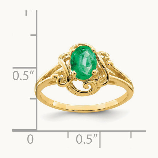7x5mm Oval Emerald ring, 14K