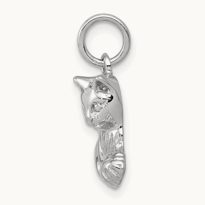 Polished Open-Backed Cat Charm, 14K White Gold