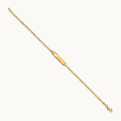 Cut-out Heart Figaro Link ID Bracelet, 14K