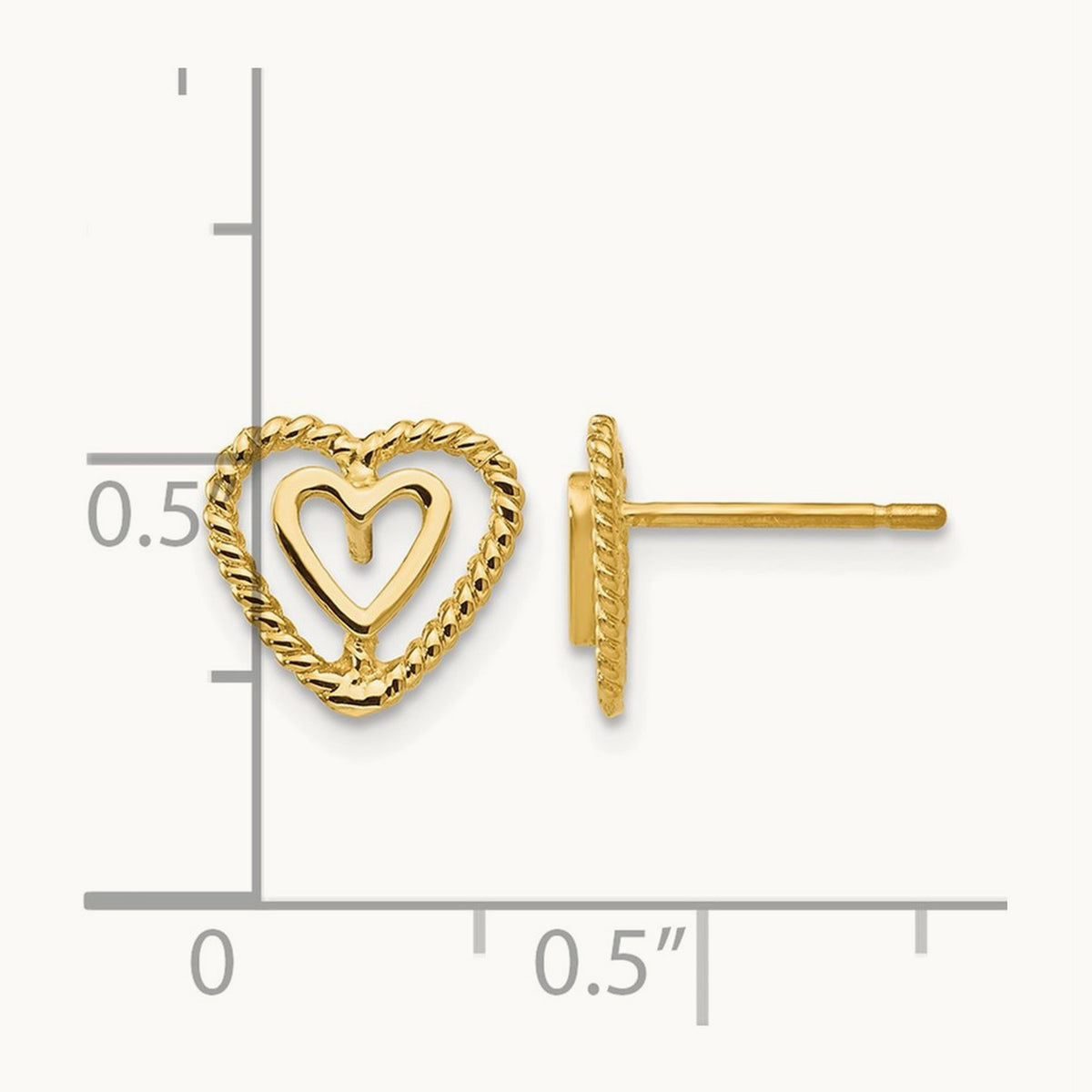 Heart Earrings, 14K