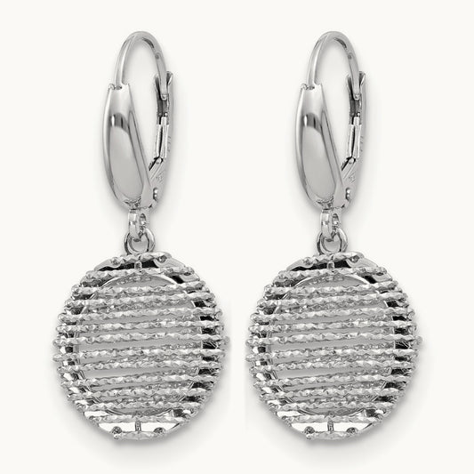SS RH-plated Polished D/C Open Center Leverback Earrings — Leslie's