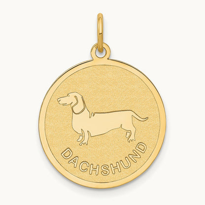 Dachshund Disc Charm, 14K