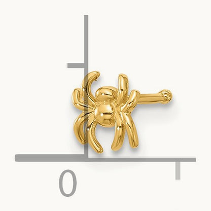 22 Gauge Polished Spider Nose Stud, 14K