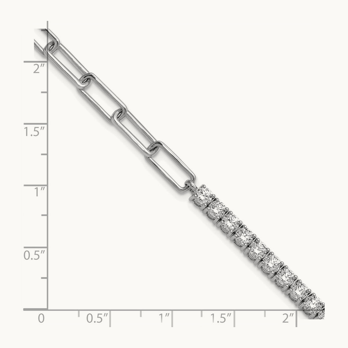 Half Paperclip with Ext Bracelet, 3.75 ct tw Lab-Grown Diamond — 14K White Gold