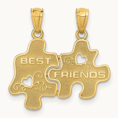 BEST FRIENDS Puzzle Pieces Break-apart Pendant, 14K