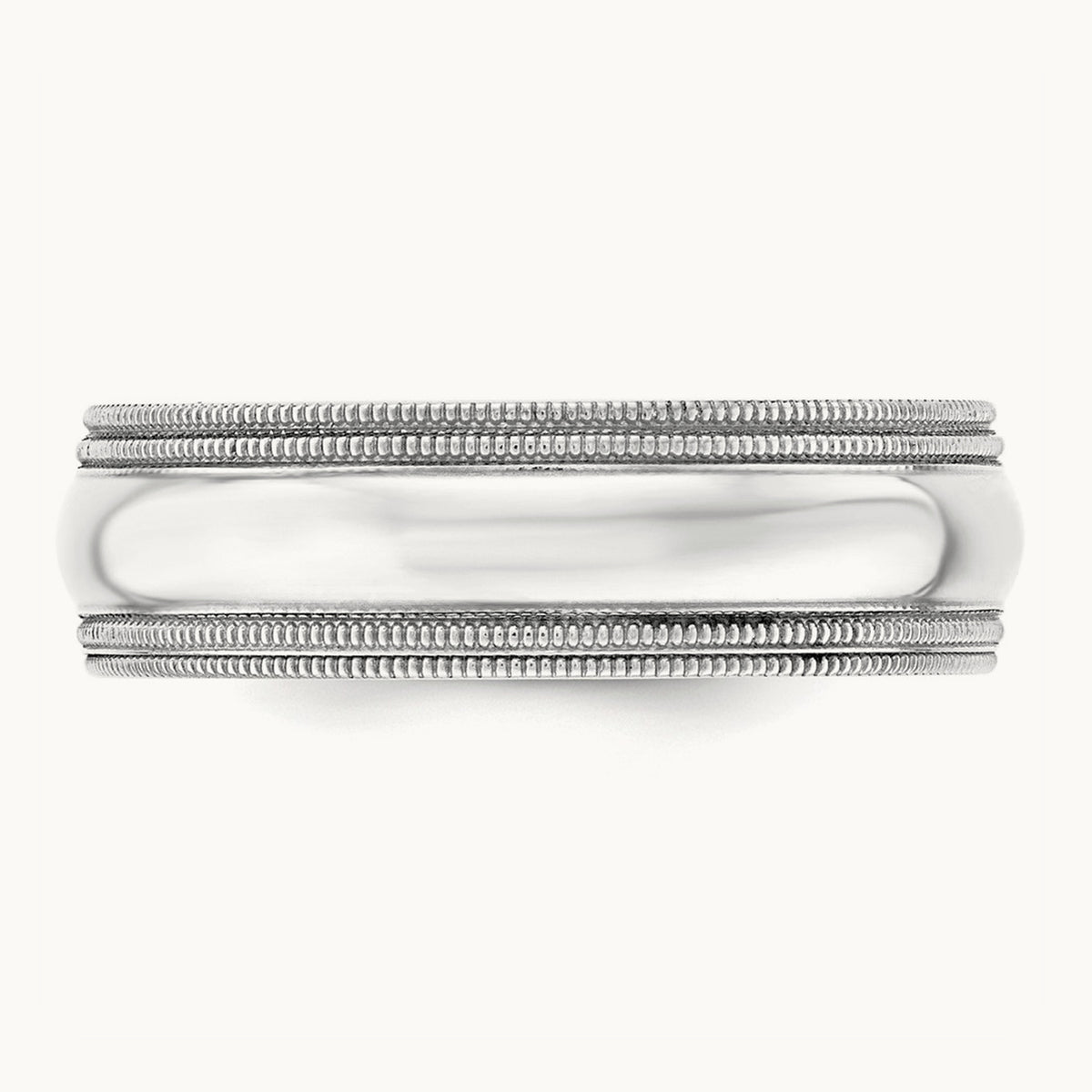 Double Milgrain Comfort Fit Band, 7mm, 10K White Gold