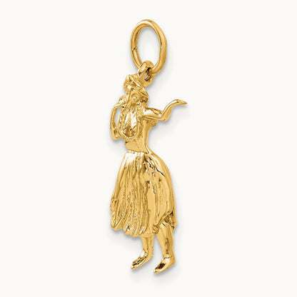 3-D Hula Dancer Charm, 14K