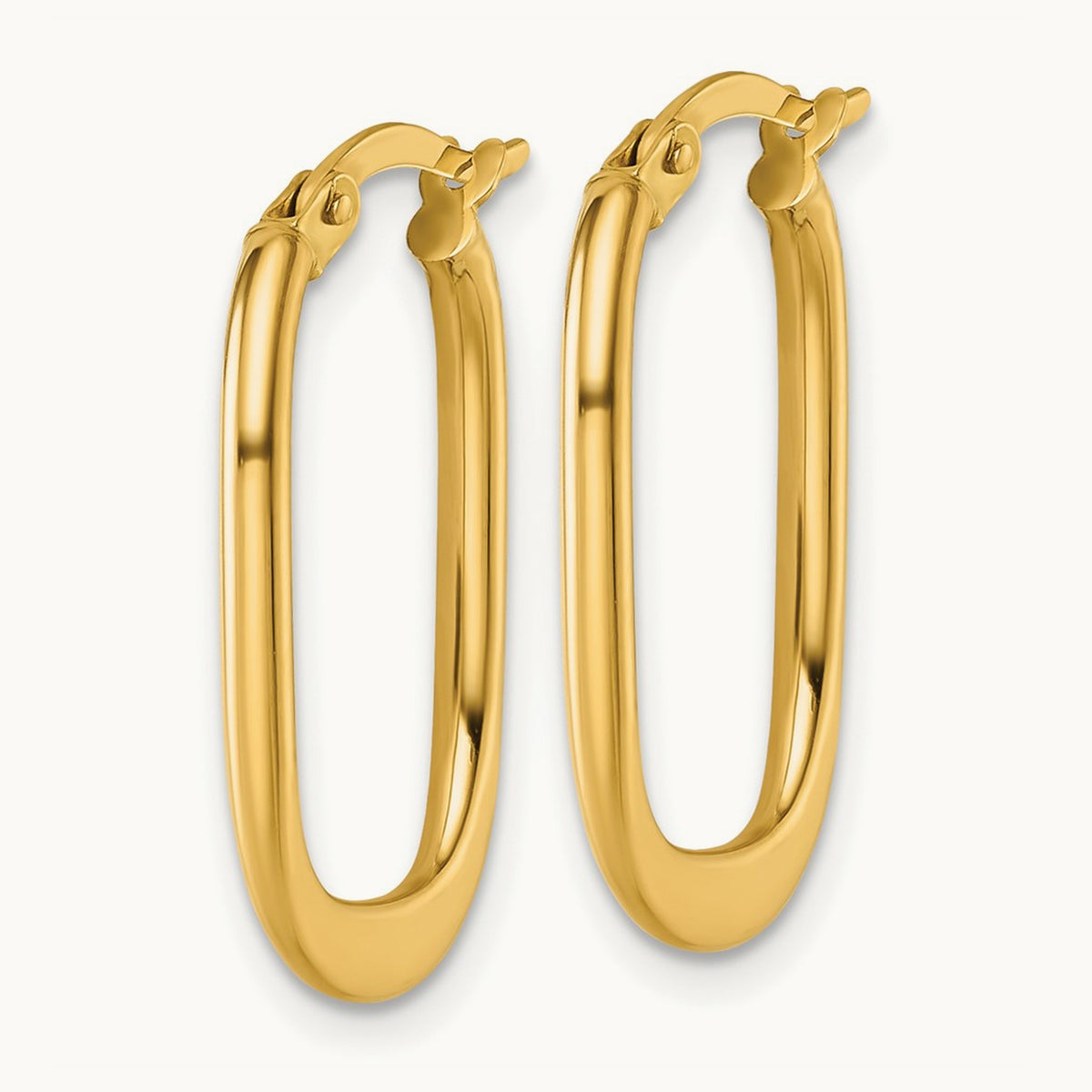 Polished Oval Hoop Earrings — 14K Yellow Gold