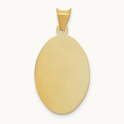 w/Rose and White Rhodium D/C Sagrado Corazon Oval Pendant, 14K