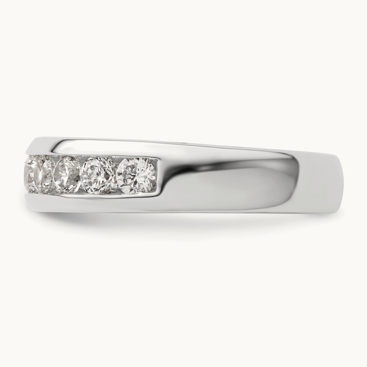 9-Stone Diamond Channel Band, 14K White Gold