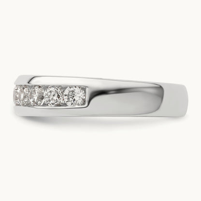 9-Stone Diamond Channel Band, 14K White Gold