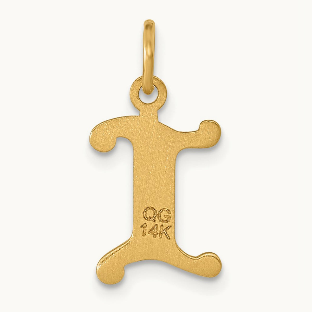 Diamond-cut Initial Charm — 14K Yellow Gold, I