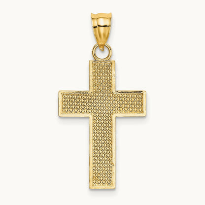 Block Cross Charm, 14K