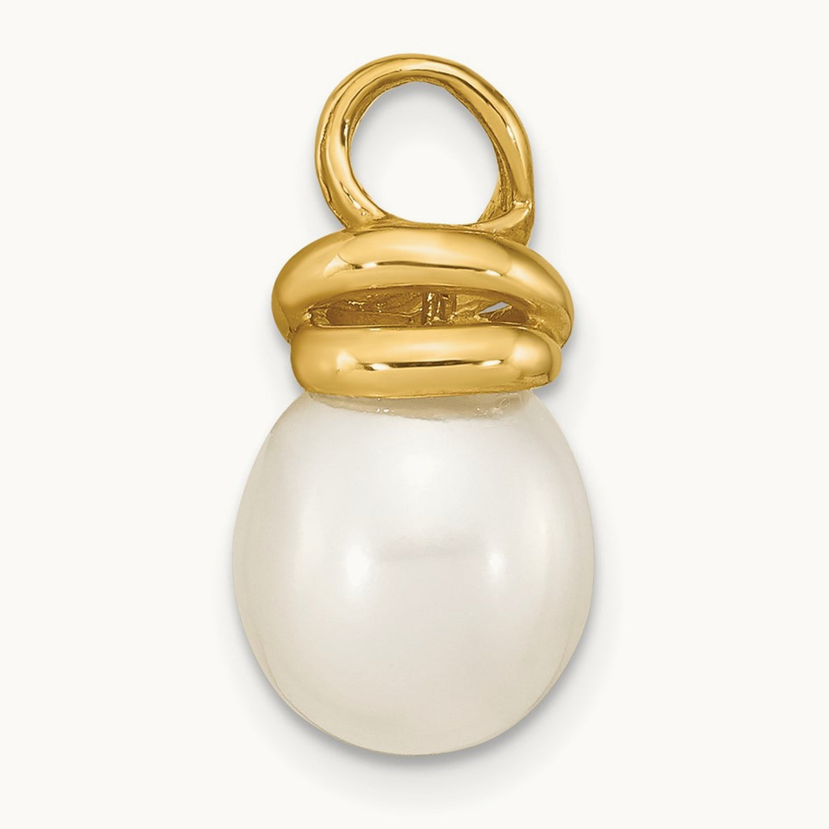 9- White Rice Freshwater Cultured Pearl Pendant, 14K