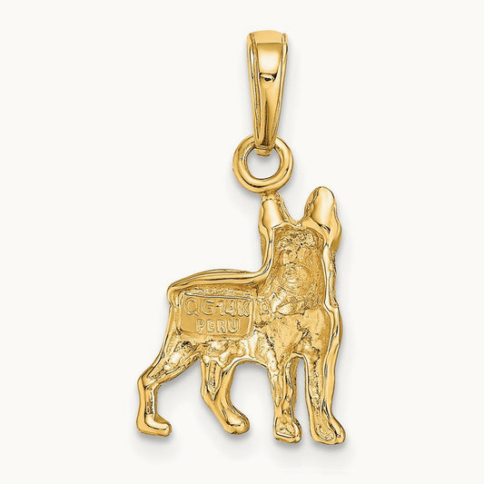 Boston Terrier Dog Pendant, 14K