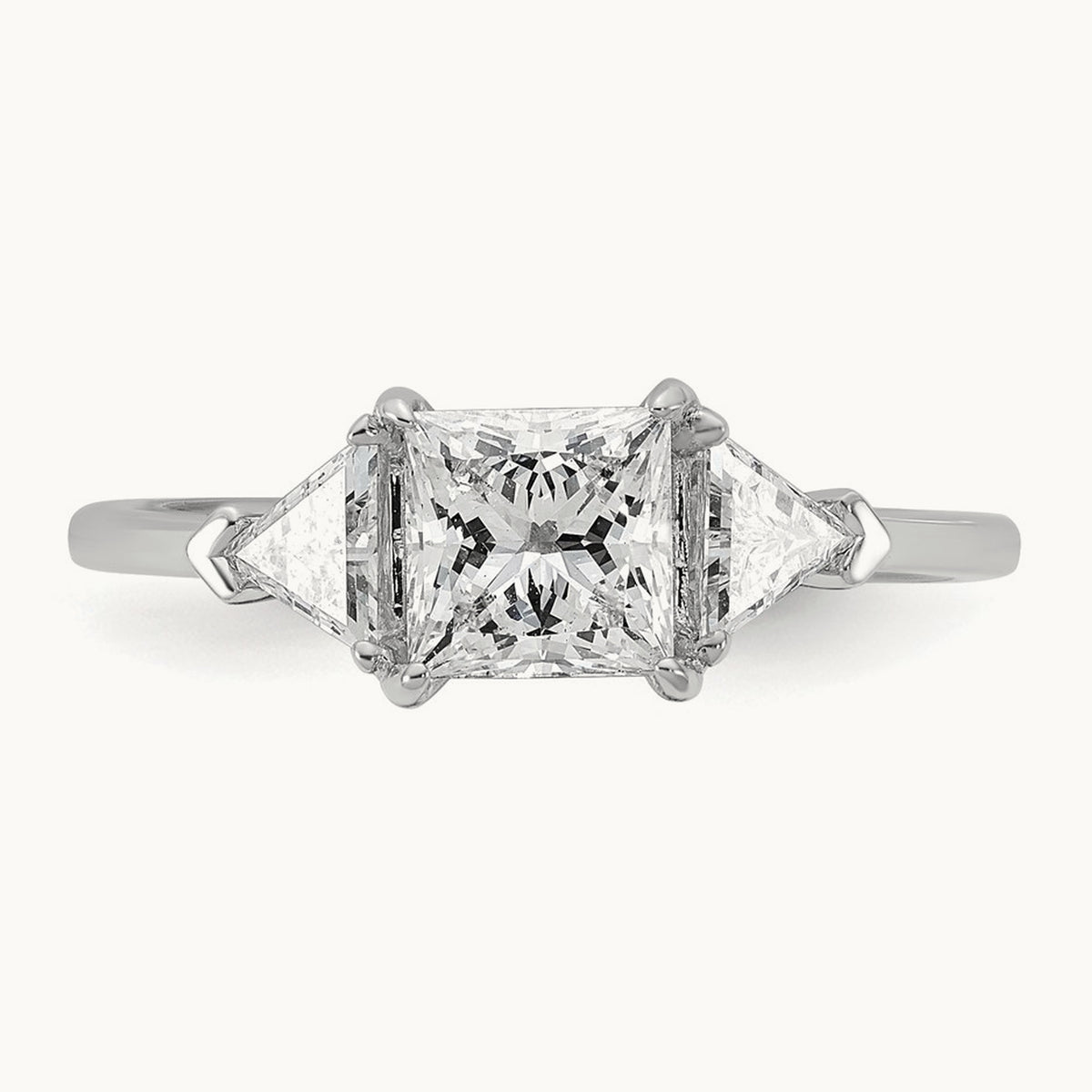 Princess/Trillion Engagement Ring, 1.50-4.00 ct tw Lab-Grown Diamond — 1 1/2 ct, 14K White Gold