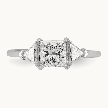 Princess/Trillion Engagement Ring, 1.50-4.00 ct tw Lab-Grown Diamond — 1 1/2 ct, 14K White Gold