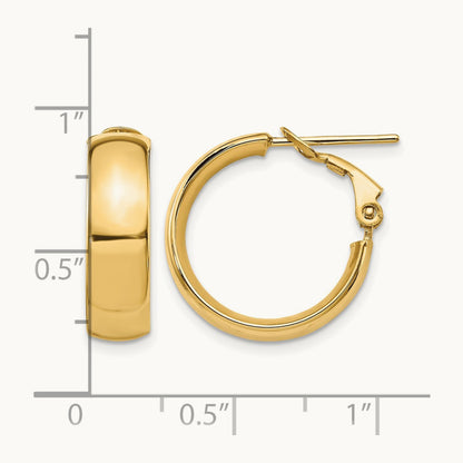 High Polished Omega Back Hoop Earrings, 14K — Leslie's