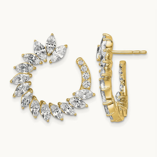 Fashion J-Hoop Post Earrings, 3.75 ct tw Lab-Grown Diamond — 14K Yellow Gold