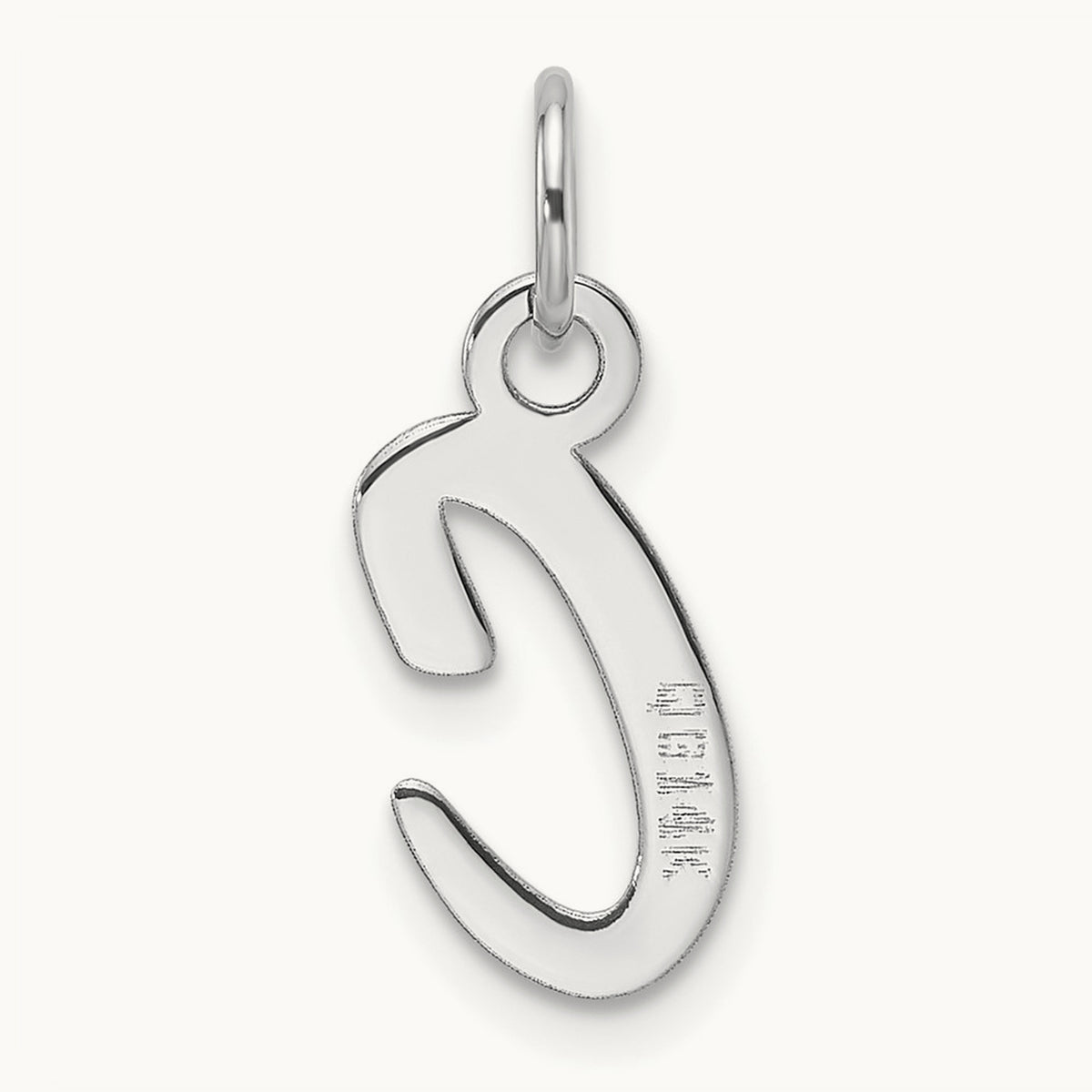 Slanted Block Initial Charm — 14K White Gold, C