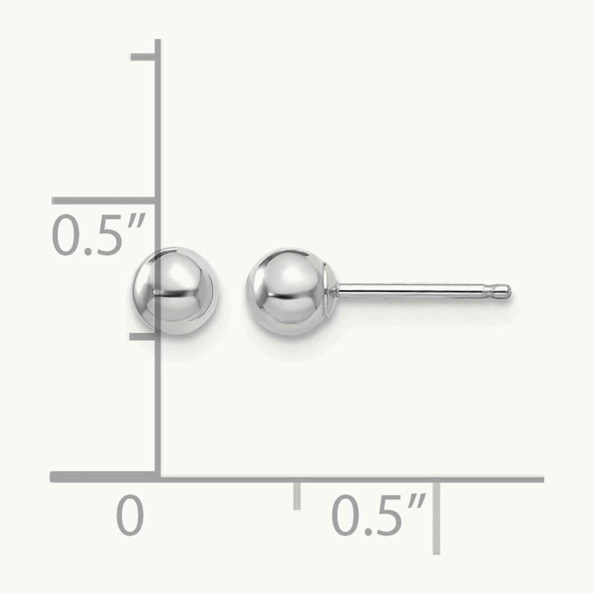 Polished Ball Post Earrings — 14K White Gold, 4mm