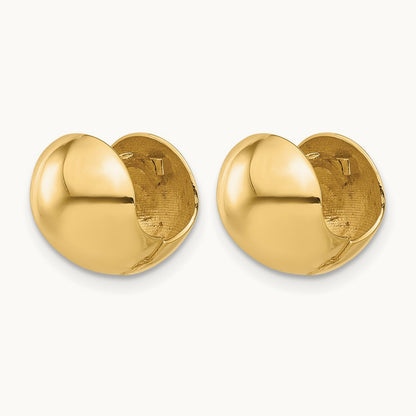 Polished Round Huggie Earrings — 14K Yellow Gold
