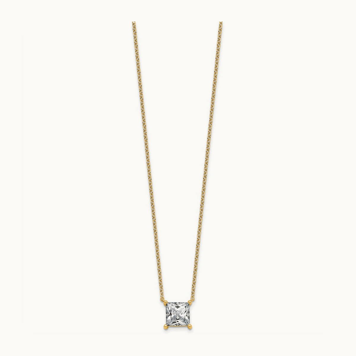Princess Pendant Necklace, 0.25-4.00 ct tw Lab-Grown Diamond — 4 ct, 14K Yellow Gold