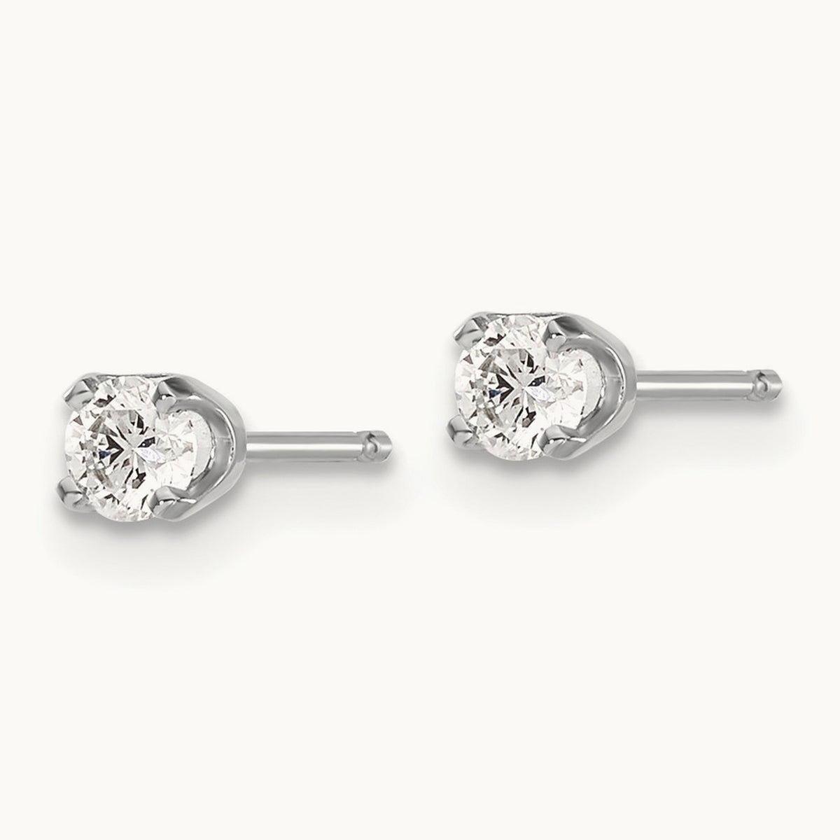 AA Quality Complete Diamond Stud Earring, 14K White Gold