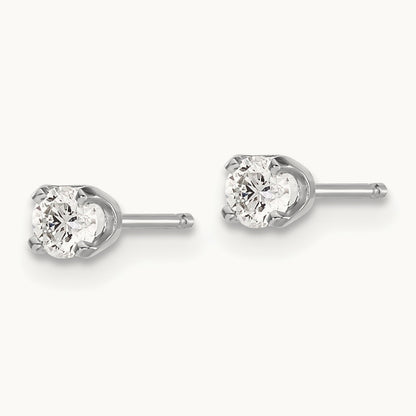 AA Quality Complete Diamond Stud Earring, 14K White Gold