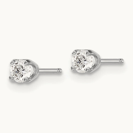 AA Quality Complete Diamond Stud Earring, 14K White Gold