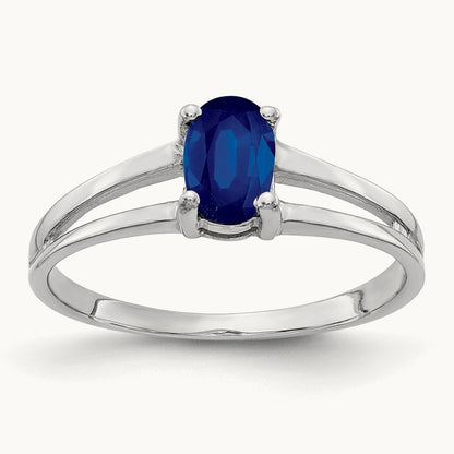 6x4mm Oval Sapphire ring, 14K White Gold