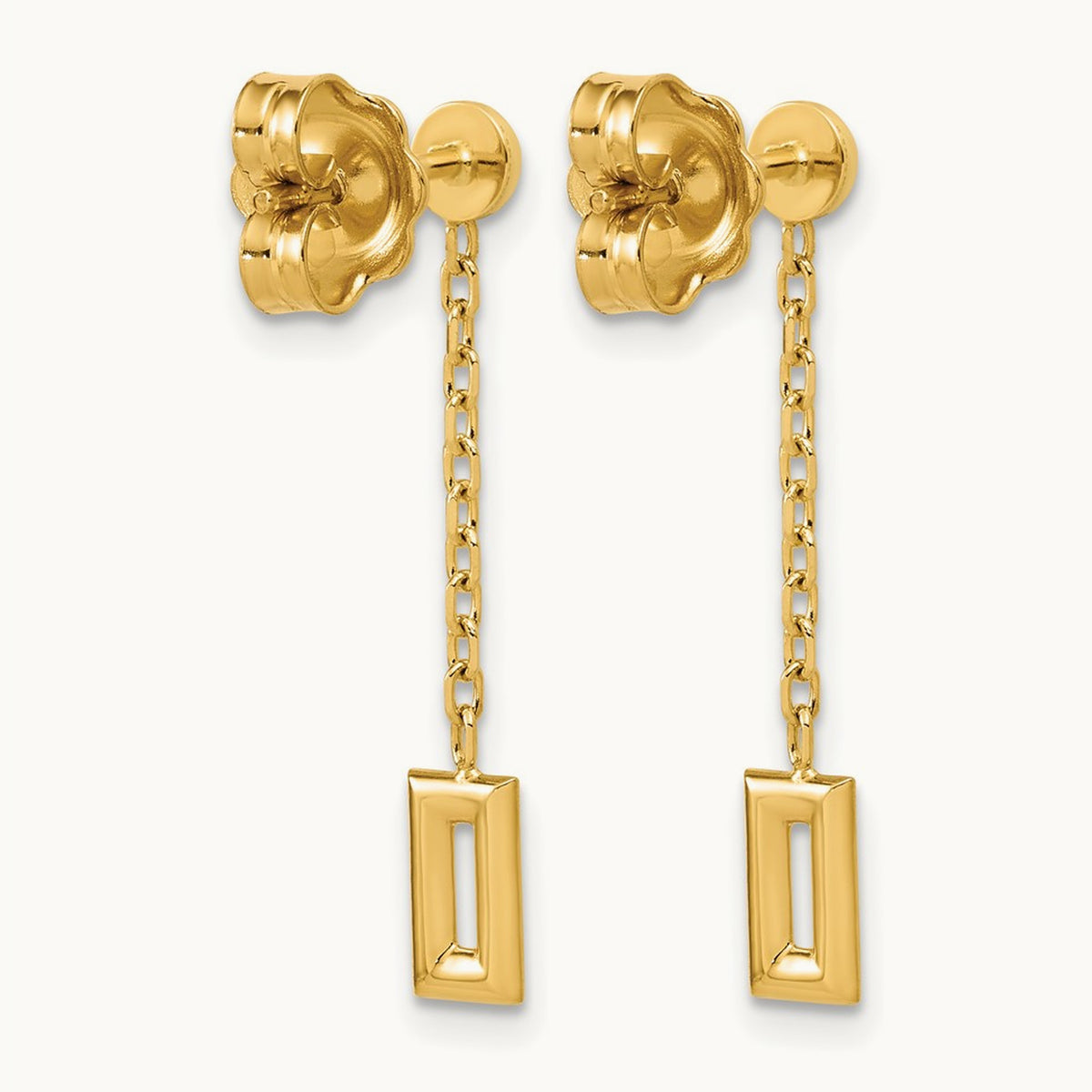 Polished Rectangle Dangle Post Earrings, 14K — Leslie's