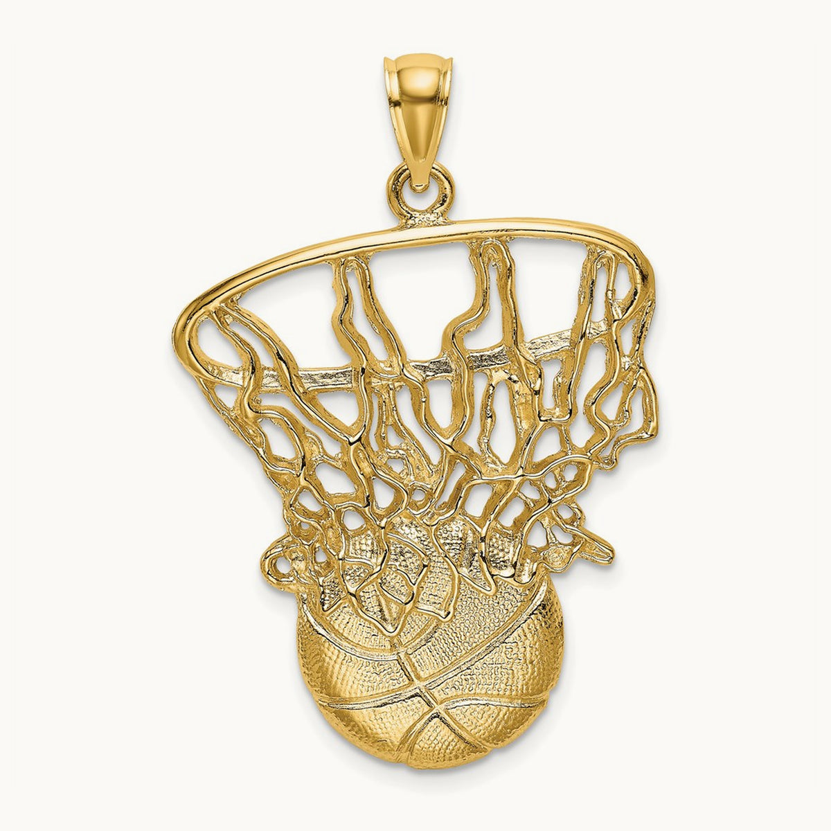 Swoosh Basketball and Net Charm, 14K