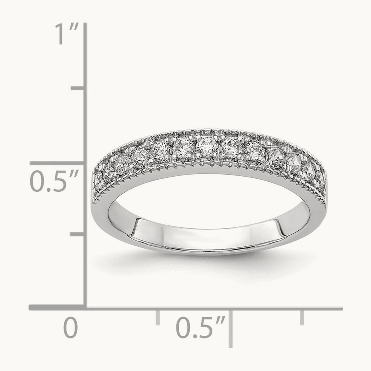 Diamond Beaded Edge Band, 14K White Gold