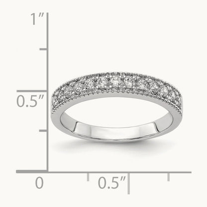 Diamond Beaded Edge Band, 14K White Gold