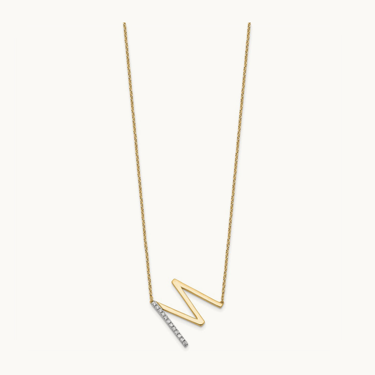 Sideways Diamond Necklace — 14K Yellow Gold, M