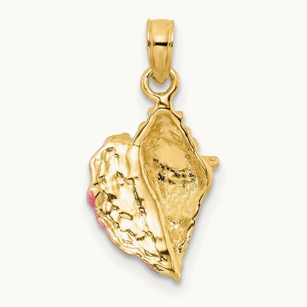 Textured and Enamel Conch Shell Pendant — 19mm