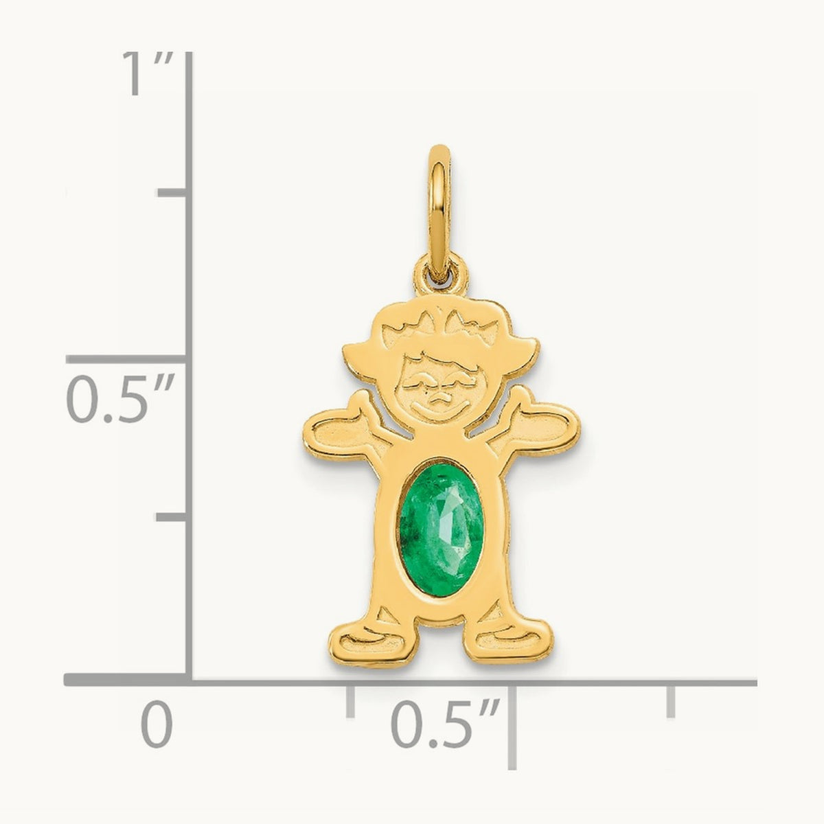 Girl 6x4 Oval Genuine Emerald-May — 14K Yellow Gold