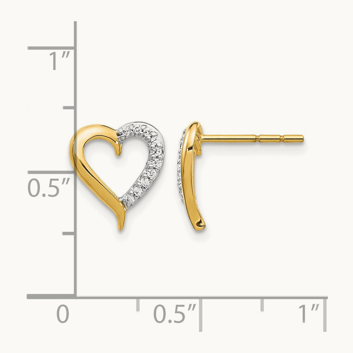 Heart Post Earrings, 0.10 ct tw Lab-Grown Diamond — 14K Yellow Gold