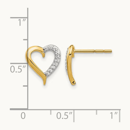 Heart Post Earrings, 0.10 ct tw Lab-Grown Diamond — 14K Yellow Gold