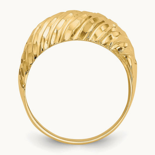 Diamond-cut Domed Ring, 14K